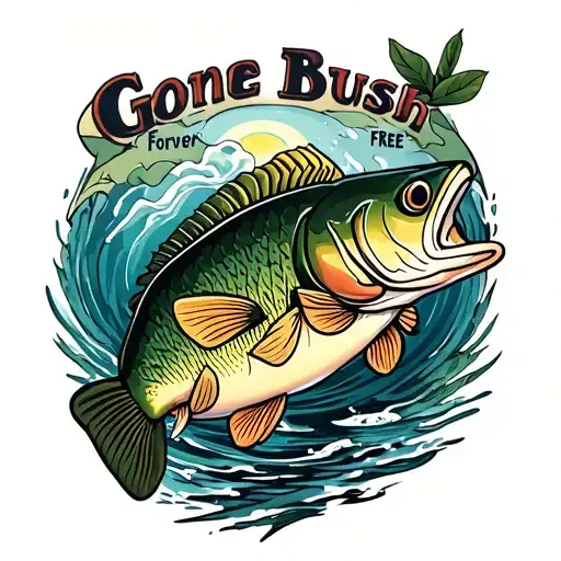 "Gone Bush Forever Free " memorial tattoo for dad who loved fishing and hinting tattoo design idea