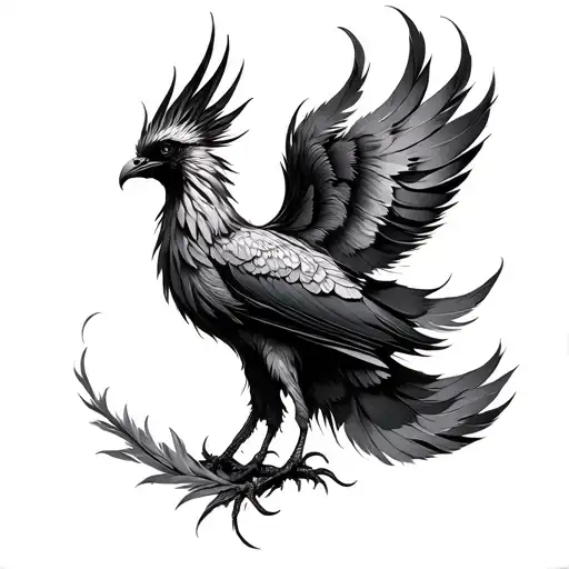 pheonix feathers falling tattoo design idea