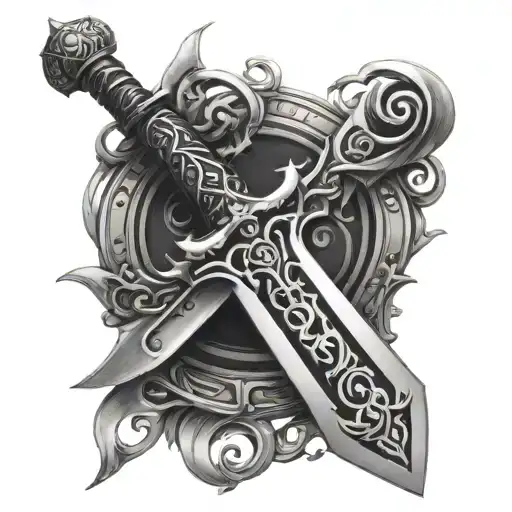 gothic sword tattoo design idea