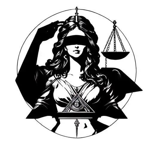 blindfolded lady of justice tattoo design idea