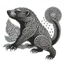 honey badger with Celtic pattern incorporating elements tattoo design idea