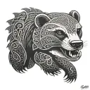 honey badger with Celtic pattern incorporating elements tattoo design idea