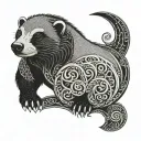 honey badger with Celtic pattern incorporating elements tattoo design idea