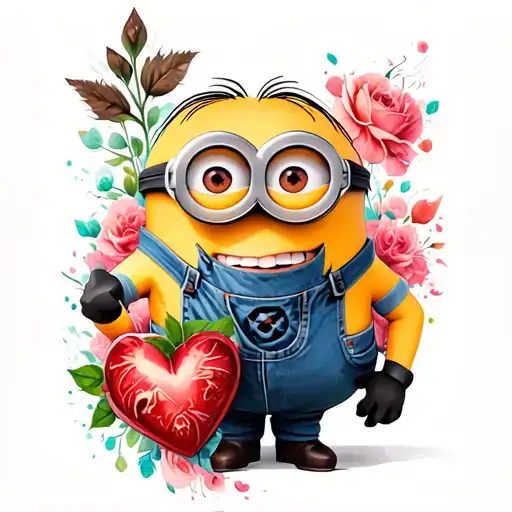 Kevin minion heart tattoo design idea