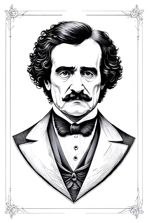 Edgar Allen Poe with raven tattoo design idea