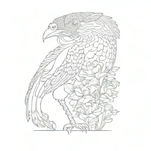 a pheasant eating a flower tattoo design idea