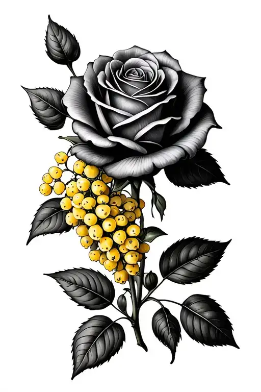 Rose and Wattle tattoo design idea