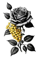 Rose and Wattle tattoo design idea