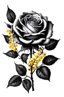 Rose and Wattle tattoo design idea