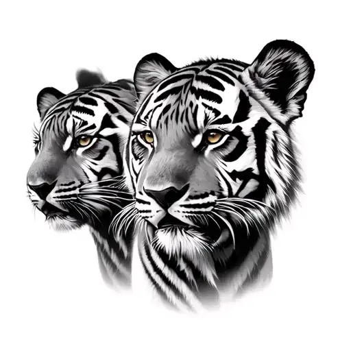 three Tiger cubs face only tattoo design idea
