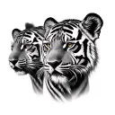 three Tiger cubs face only tattoo design idea