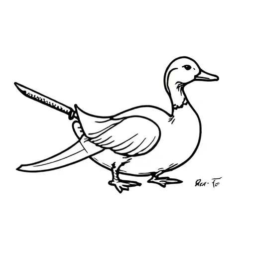duck with knife tattoo design idea