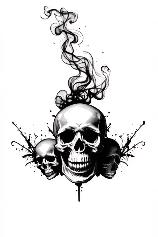 Smokey skulls tattoo design idea