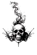 Smokey skulls tattoo design idea