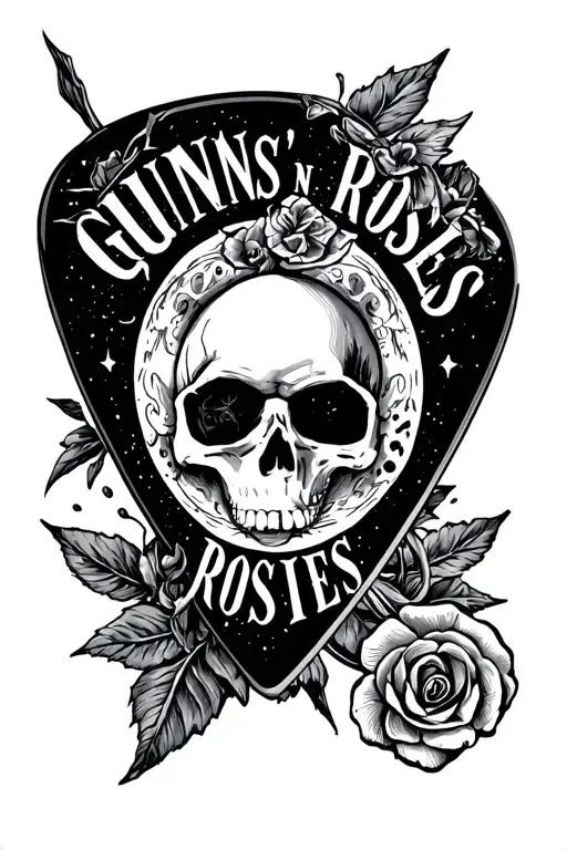 guitar pick with resemblance to guns n roses  tattoo design idea