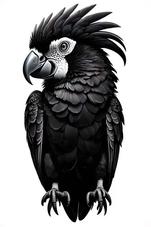 black cockatoo looking tattoo design idea