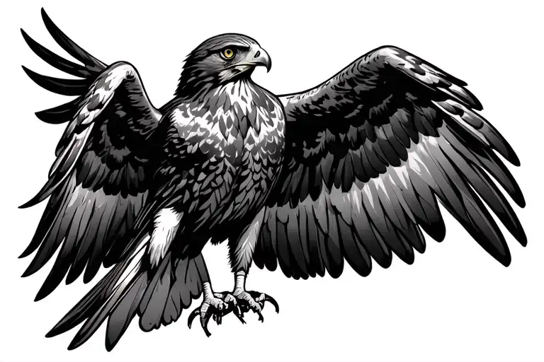 a hawk with its wings spread tattoo design idea