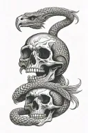 skull, snake and eagle tattoo design idea