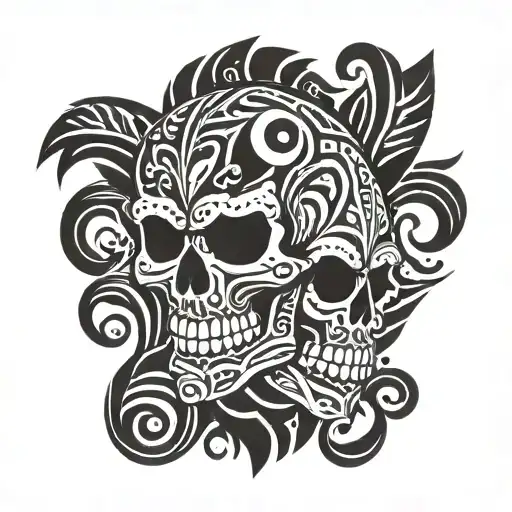 Skull happy tattoo design idea