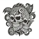 Skull happy tattoo design idea