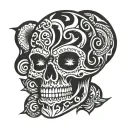 Skull happy tattoo design idea