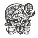 Skull happy tattoo design idea