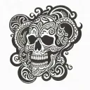 Skull happy tattoo design idea