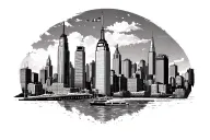 Sears tower and Navy Pier, Chicago Flag, Interconnecting geometric shapes symbolizing restoring function tattoo design idea