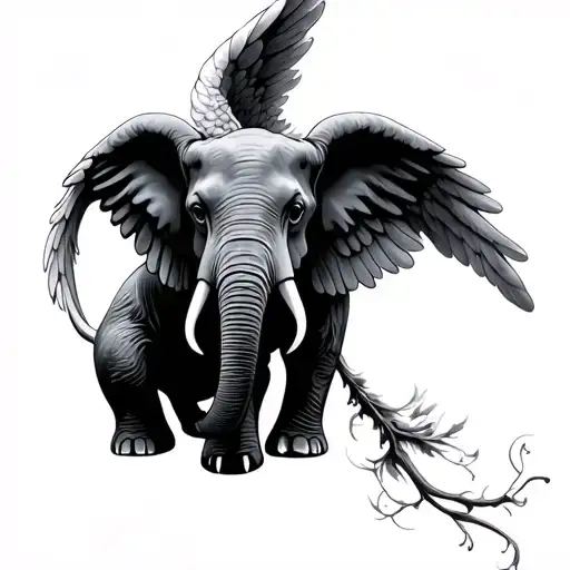 Angel Elephant tattoo design idea