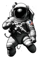 astronaut floating tattoo design idea