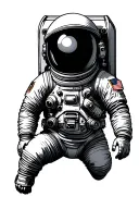 astronaut floating tattoo design idea