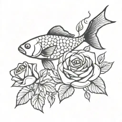 coi fish roses tattoo design idea