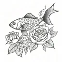 coi fish roses tattoo design idea
