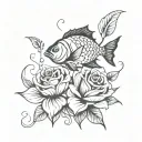 coi fish roses tattoo design idea