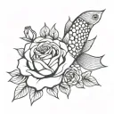 coi fish roses tattoo design idea