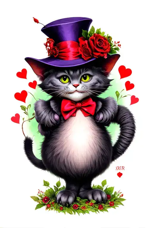 Alice in wonderland, Cheshire Cat, tweedle dum and tweedle Dee, queen of hearts, mad hatter, abdomen caterpillar, little tattoo design idea