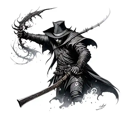 Bloodborne Hunter wielding tattoo design idea