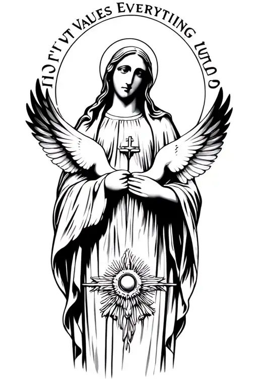 loyalty out values everything virgin mary 2 doves tattoo design idea