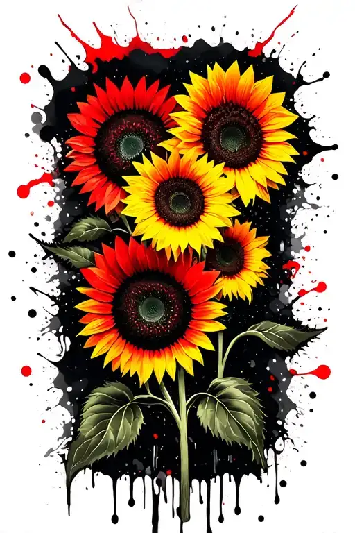 sunflowers blooming tattoo design idea