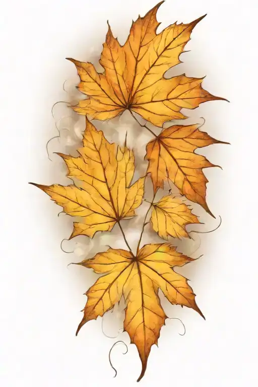 autumn leaves blowing in the wind tattoo design idea