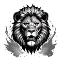 scarface the lion surrounded tattoo design idea