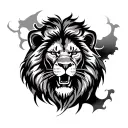 scarface the lion surrounded tattoo design idea