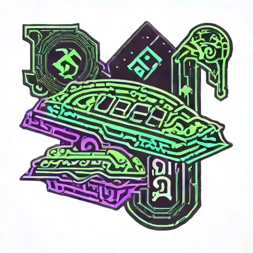 Subway™ Restaurant S recycling Logo, Galaxy, universe, stars, black green white purple blue. tattoo design idea