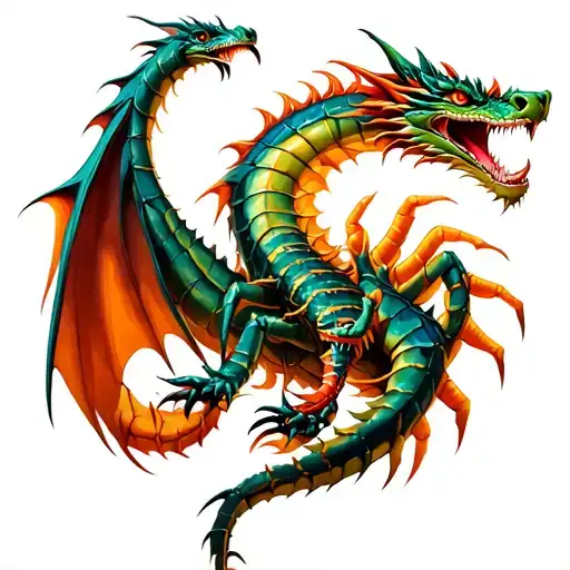 Dragon And Scorpion Fighting each other one tattoo design idea