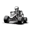 cartoon racing skeleton sprint car tattoo design idea