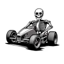 cartoon racing skeleton sprint car tattoo design idea