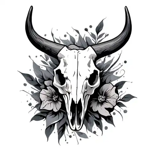 Steer Skull tattoo design idea