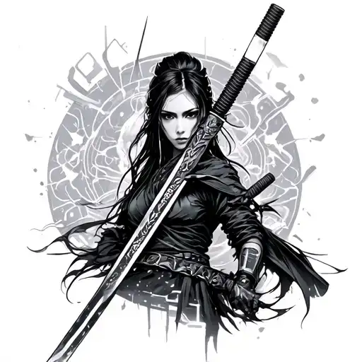 Cyberpunk Katana tattoo design idea