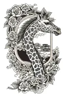 giraffe in photoframe tattoo design idea