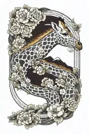 giraffe in photoframe tattoo design idea